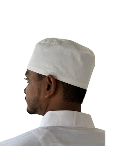 Men's White Cotton Kufi Cap