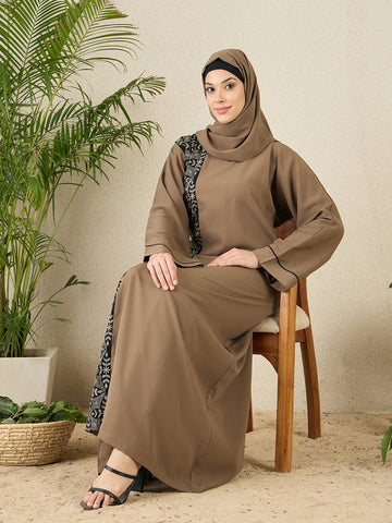 Embroidered Abaya Dress for Women with matching scarf