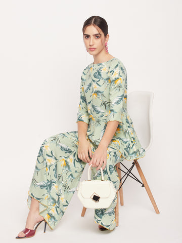 Nabia Women Green & Yellow Printed Co-Ord Set