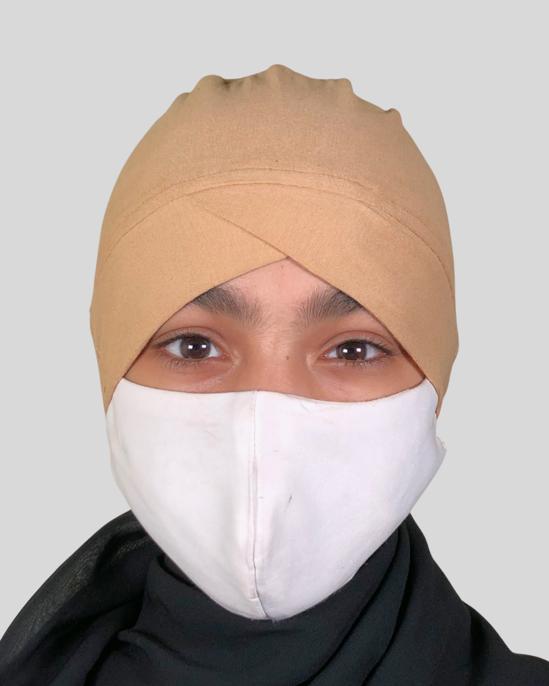 Plain Beige Turban-style cap Hijab