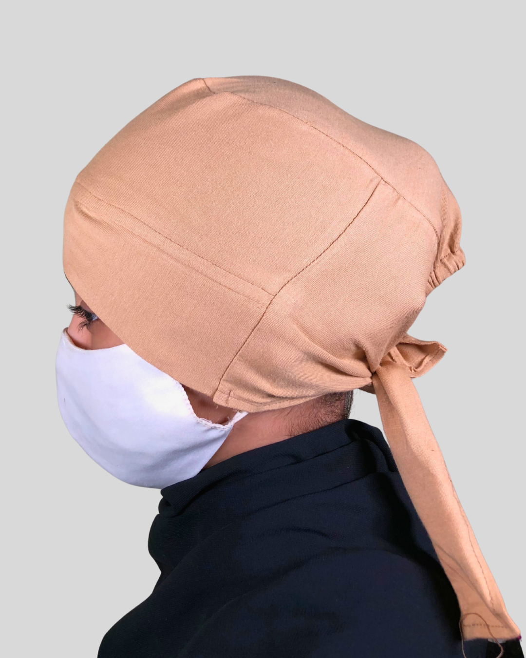 Plain Beige Turban-style cap Hijab
