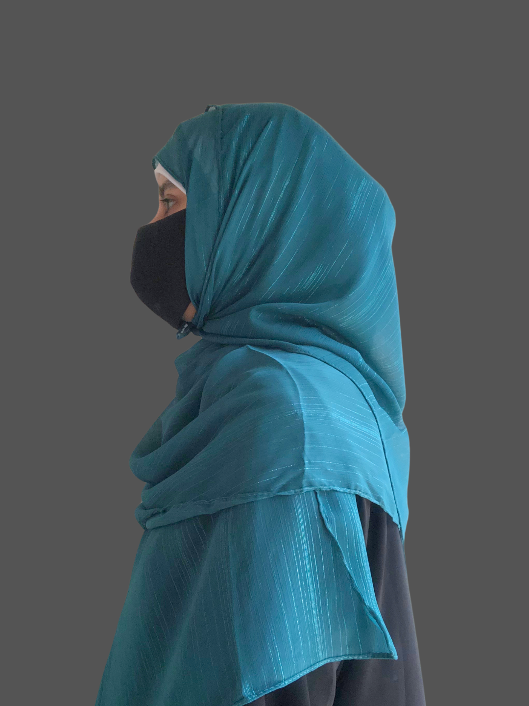 Nabia Teal Green Chiffon Metallic Shimmer Hijab