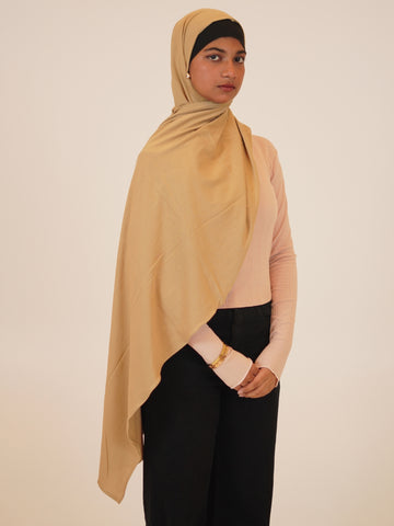 Women’s Beige Solid Viscose Jersey Hijab