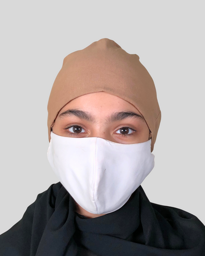 Plain Beige Tie-Back Undercap Hijab