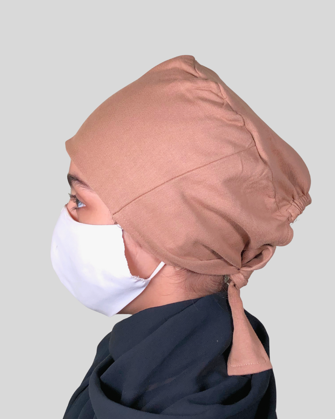 Plain Beige Tie-Back Undercap Hijab