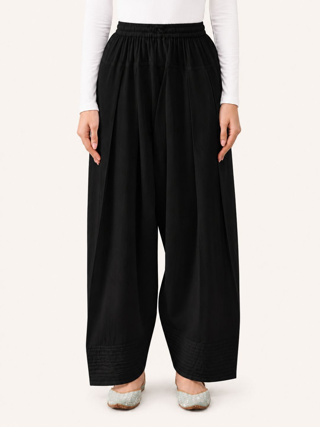 Black Cotton Farshi Salwar for Women