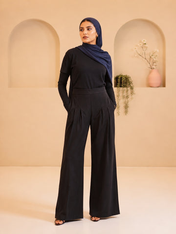 Women’s Modest Solid Black Trousers