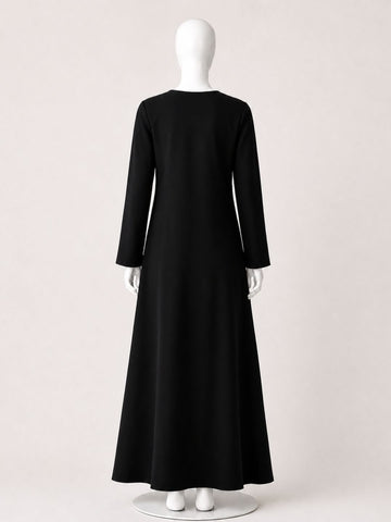 Black Solid Full Sleeves Inner Layering for Women