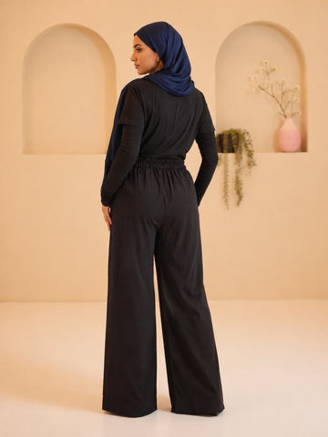 Women’s Modest Solid Black Trousers