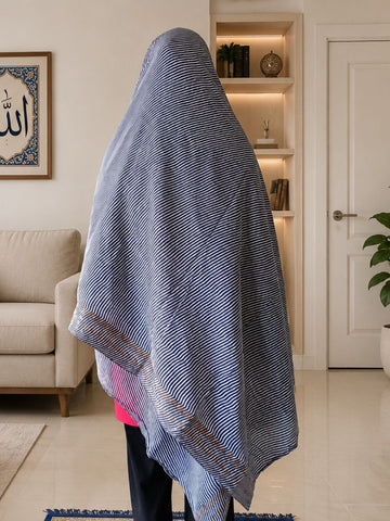 Black & White Cotton Prayer Namaz Dupatta