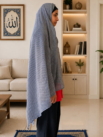 Black & White Cotton Prayer Namaz Dupatta
