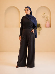 Women’s Modest Solid Black Trousers