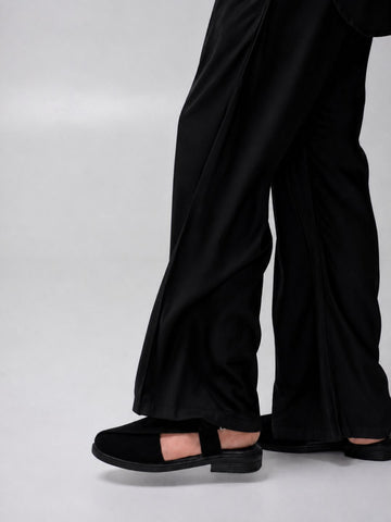 Nabia Men’s Black Solid Farsi Kurta Pants Set