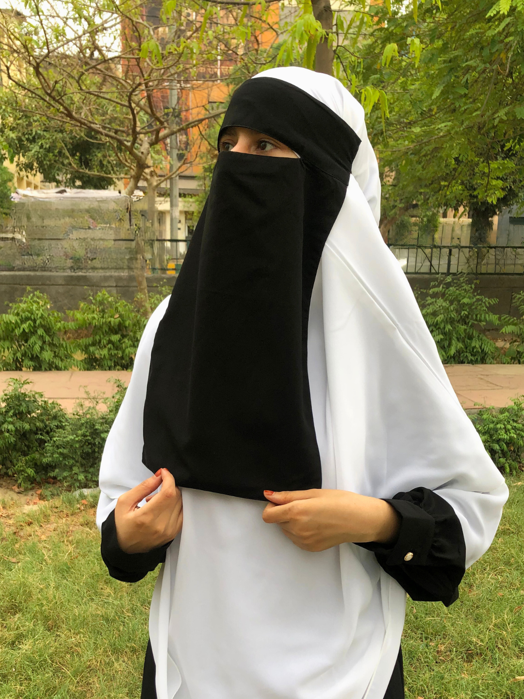 Nabia  Nida Matte Free Size Black Half-Niqab