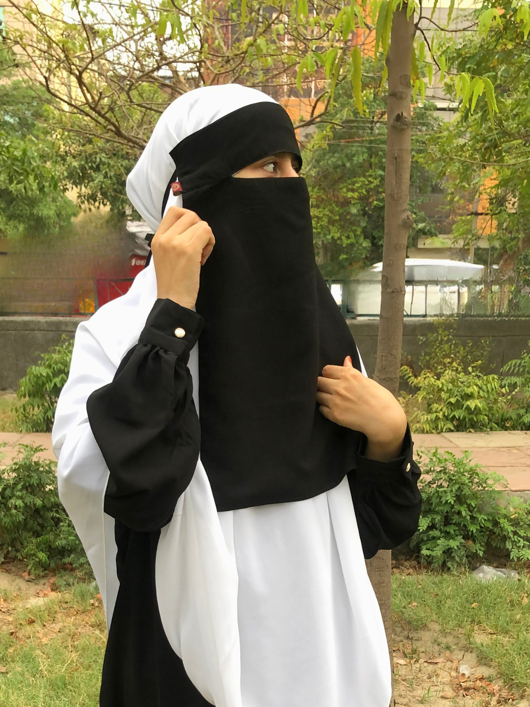 Nabia  Nida Matte Free Size Black Half-Niqab