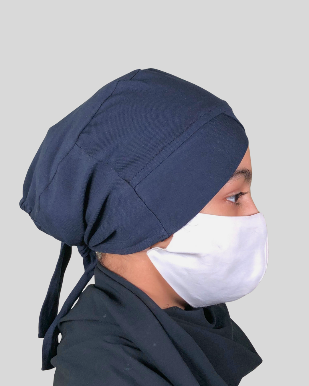 Plain Blue Turban-style cap Hijab