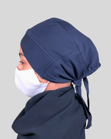 Plain Blue Turban-style cap Hijab