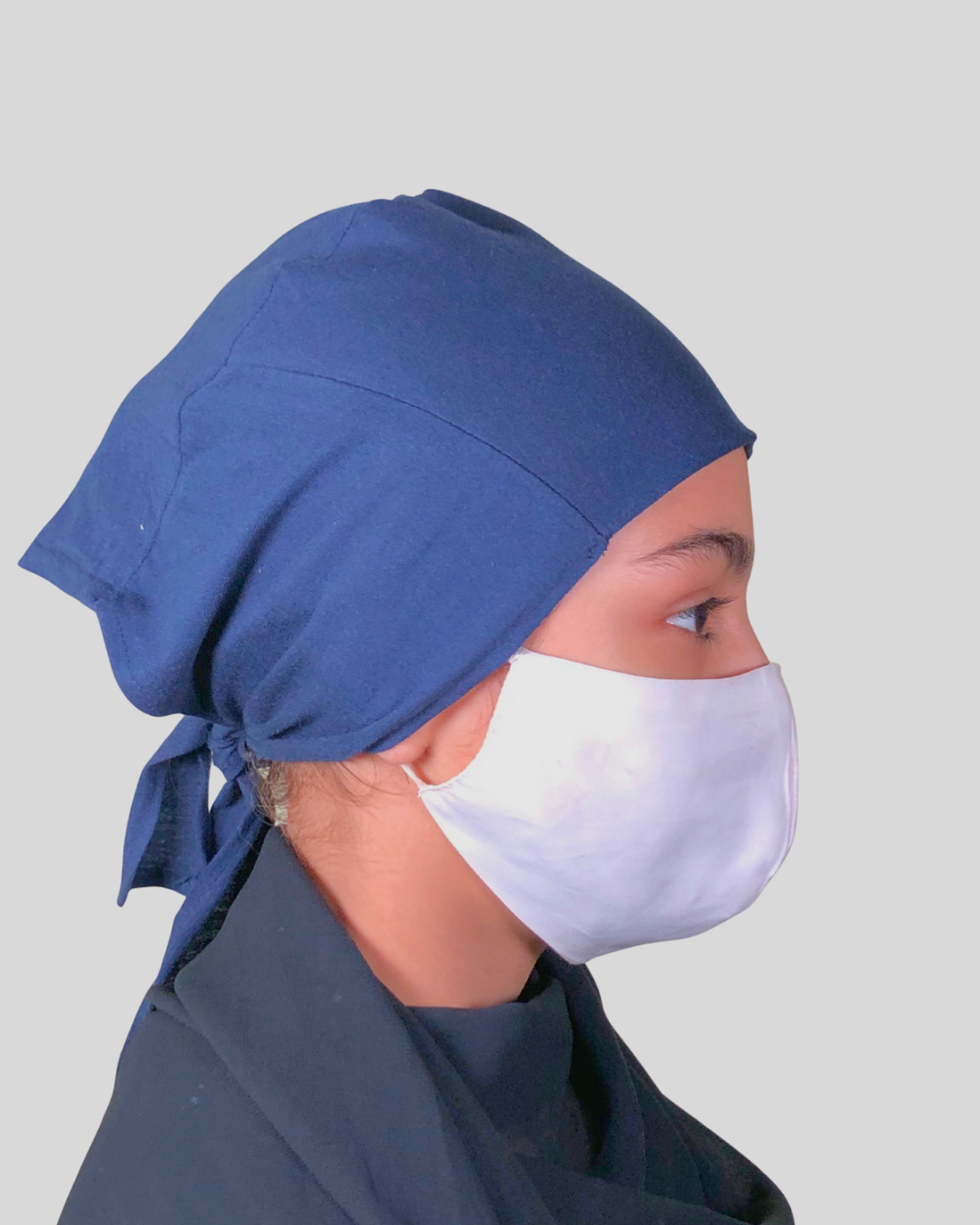 Plain Blue Tie-Back Undercap Hijab