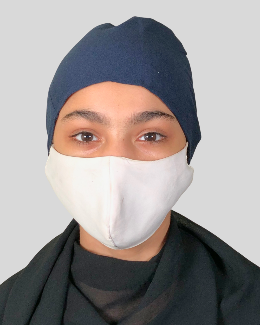 Plain Blue Tie-Back Undercap Hijab