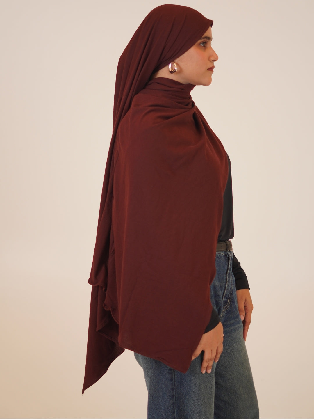 Women’s Brown Solid Viscose Jersey Hijab
