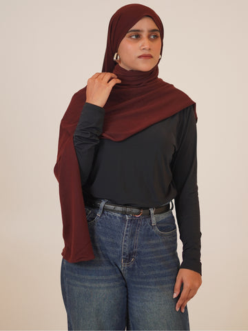 Women’s Brown Solid Viscose Jersey Hijab