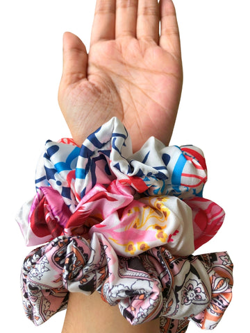 Set of 3 Women Soft Satin Ponytail Holders Scrunchies