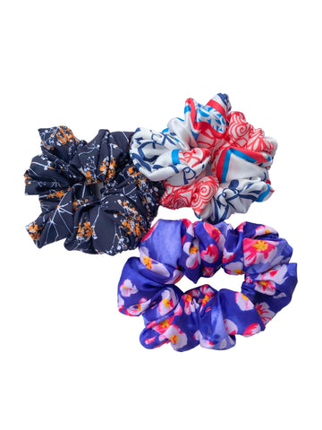 Women Set of 3 Soft Satin Ponytail Holders Scrunchies