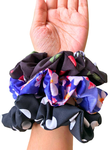 Set of 3 Women Soft Satin Ponytail Holders Scrunchies