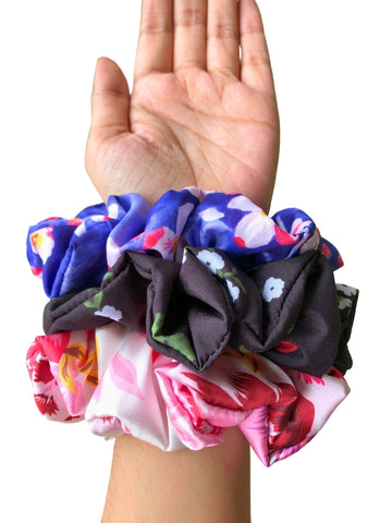 Set of 3 Soft Satin Women Scrunchies Ponytail Holders