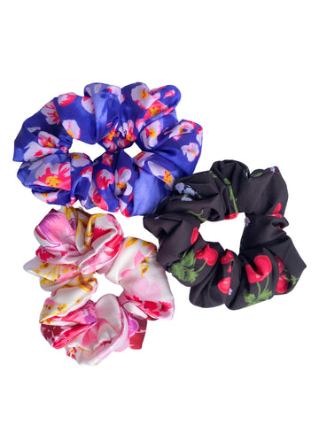 Set of 3 Soft Satin Women Scrunchies Ponytail Holders