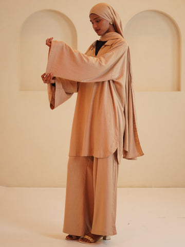 Women’s Modest Beige Retro Co-Ord Set