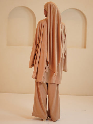 Women’s Modest Beige Retro Co-Ord Set