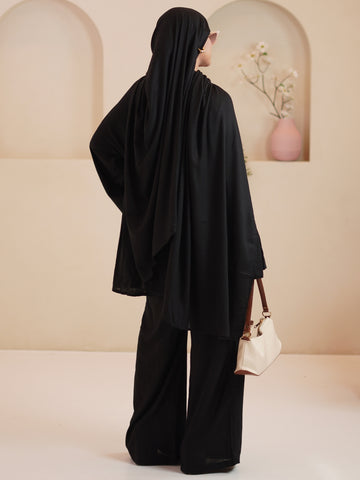 Women’s Modest Black Tuck Detail Co-Ord Set