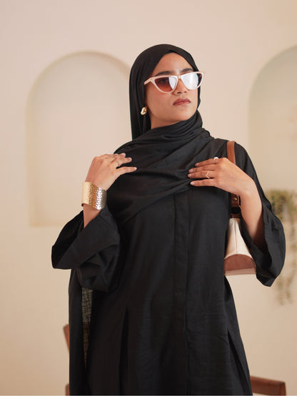 Women’s Modest Black Tuck Detail Co-Ord Set