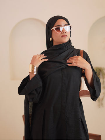 Women’s Modest Black Tuck Detail Co-Ord Set