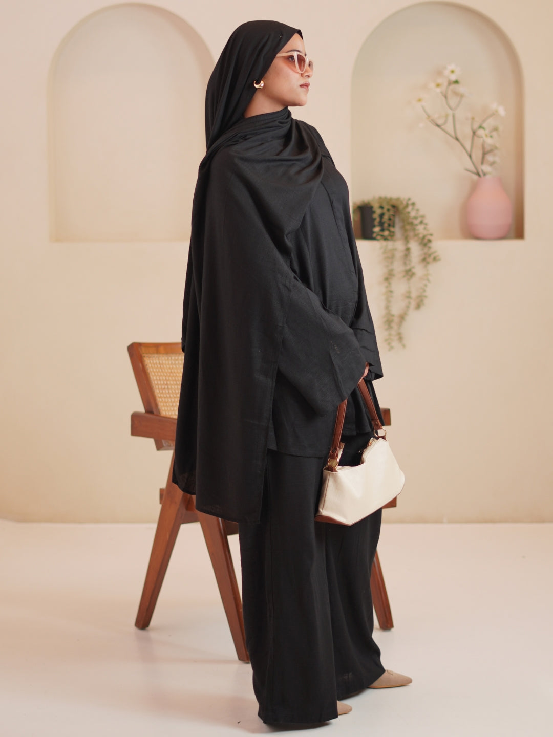 Women’s Modest Black Tuck Detail Co-Ord Set