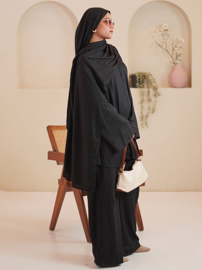Women’s Modest Black Tuck Detail Co-Ord Set