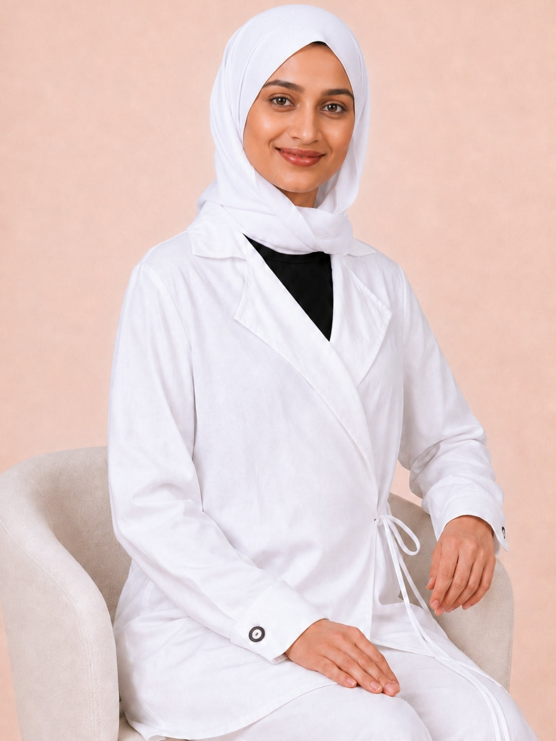 Women’s Modest Longline White Jacket Co-Ord Set