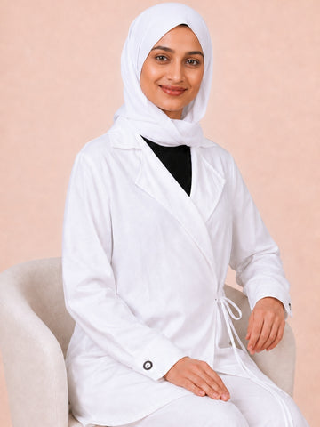 Women’s Modest Longline White Jacket Co-Ord Set