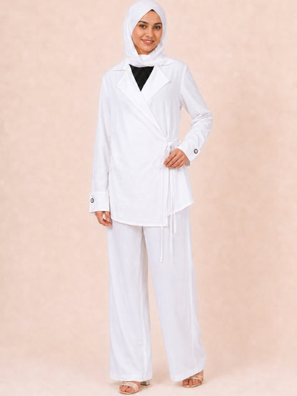 Women’s Modest Longline White Jacket Co-Ord Set