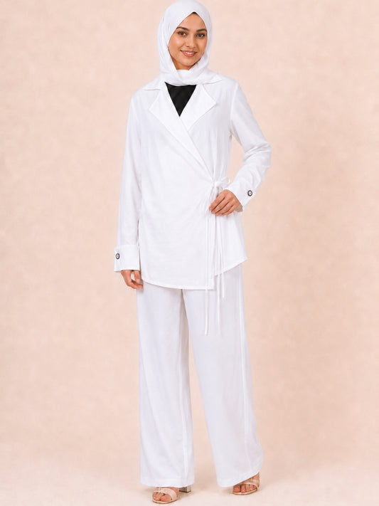 Women’s Modest Longline White Jacket Co-Ord Set