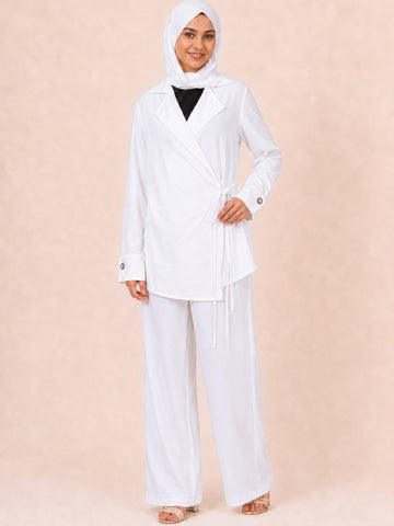 Women’s Modest Longline White Jacket Co-Ord Set