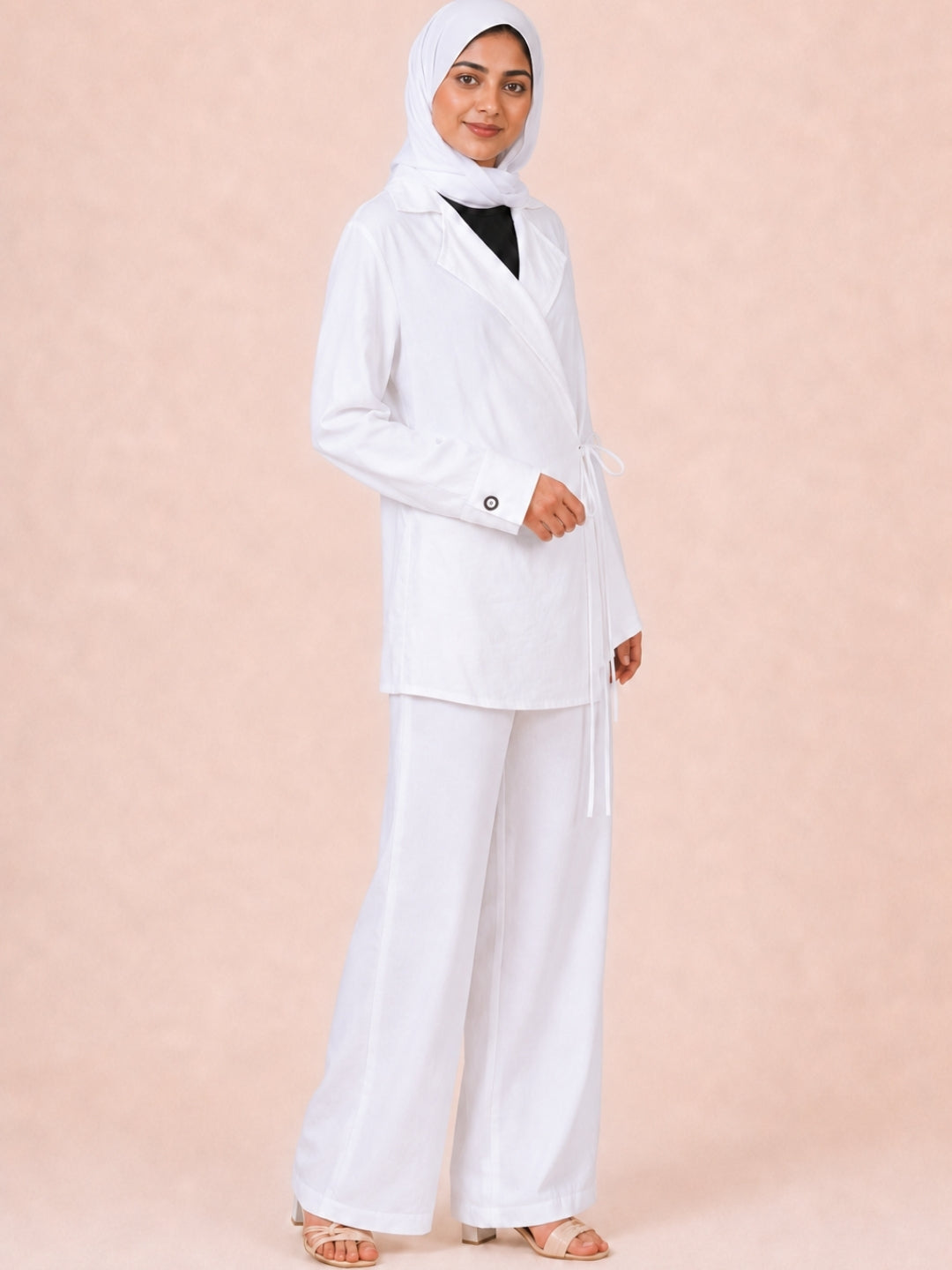 Women’s Modest Longline White Jacket Co-Ord Set