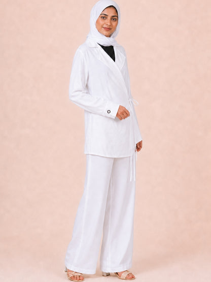 Women’s Modest Longline White Jacket Co-Ord Set