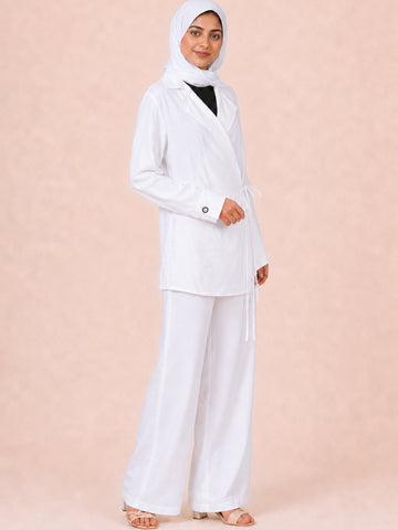 Women’s Modest Longline White Jacket Co-Ord Set