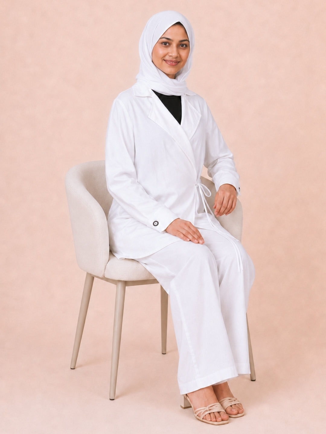 Women’s Modest Longline White Jacket Co-Ord Set