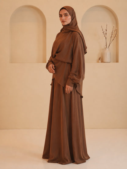 Modest Draped Dress 2 Piece Set with Matching Dupatta