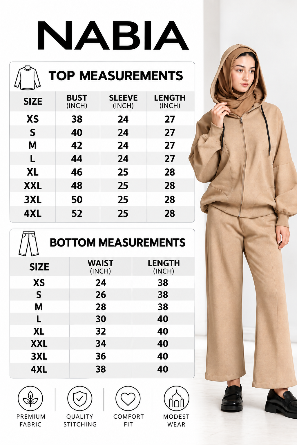 Product size chart