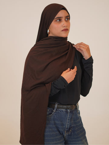 Women's Chocolate Brown Viscose Jersey Hijab