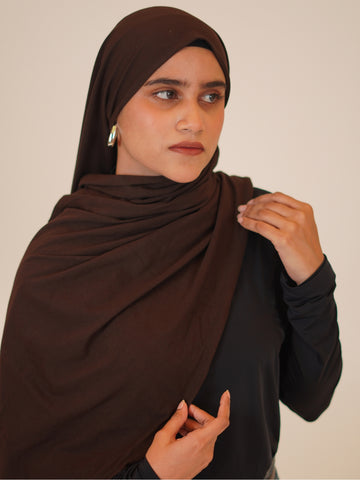 Women's Chocolate Brown Viscose Jersey Hijab